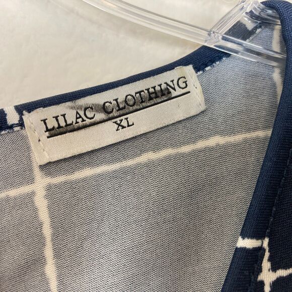 Lilac Clothing Women's Jumpsuit With Tie Waist Size XL Blue Windowpane Stretch - Picture 4 of 9